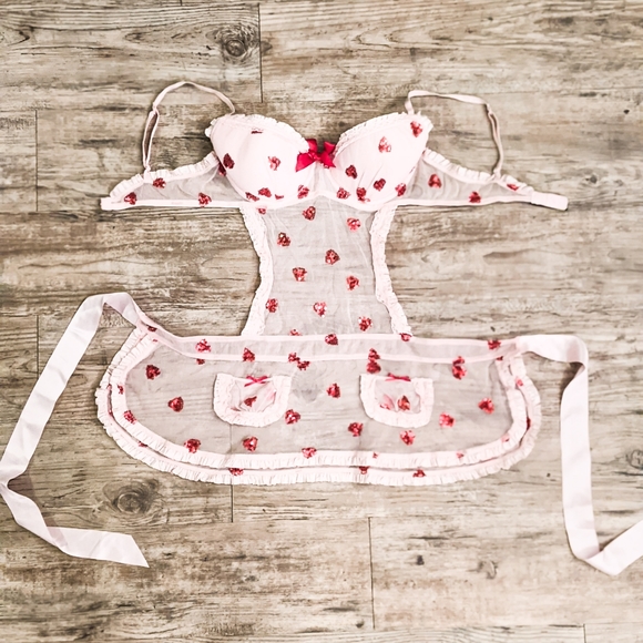 Victoria's Secret Other - VS Pink & Red Sequin French Maid Lingerie